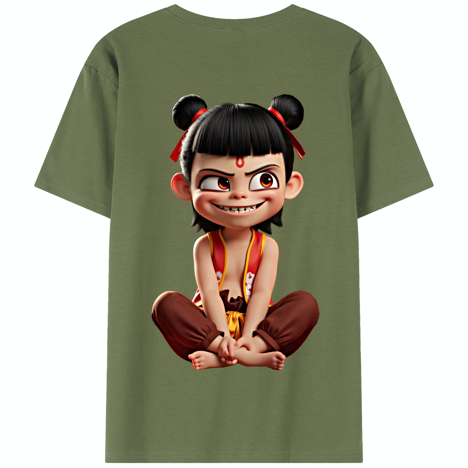 （画像用） Ne Zha 2 ナタ 魔童の大暴れ 綿100％半袖Tシャツ（背面プリント）